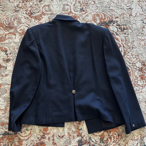 Vintage Koret Navy Blue Wool Blazer Jacket Short Dark Academia Preppy - Picture 9 of 14